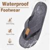 KuaiLu Mens Flip Flops Arch Support Comfortable Cushion Memory Foam Recovery Walking Waterproof Leather Thong Sandals Orthotic Plantar Fasciitis Summer Casual Beach Pool Slip on Slippers Grey Size 7 view 3