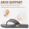 KuaiLu Mens Flip Flops Arch Support Comfortable Cushion Memory Foam Recovery Walking Waterproof Leather Thong Sandals Orthotic Plantar Fasciitis Summer Casual Beach Pool Slip on Slippers Grey Size 7 view 4