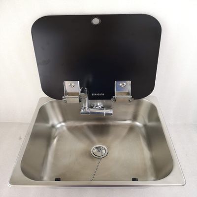 JZ Boat Caravan Camper Stainless Steel Sink with Tempered Glass Lid 350320150mm GR-23150B