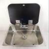 JZ Boat Caravan Camper Stainless Steel Sink with Tempered Glass Lid 350320150mm GR-23150B view 1