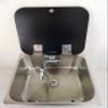 JZ Boat Caravan Camper Stainless Steel Sink with Tempered Glass Lid 350320150mm GR-23150B view 3