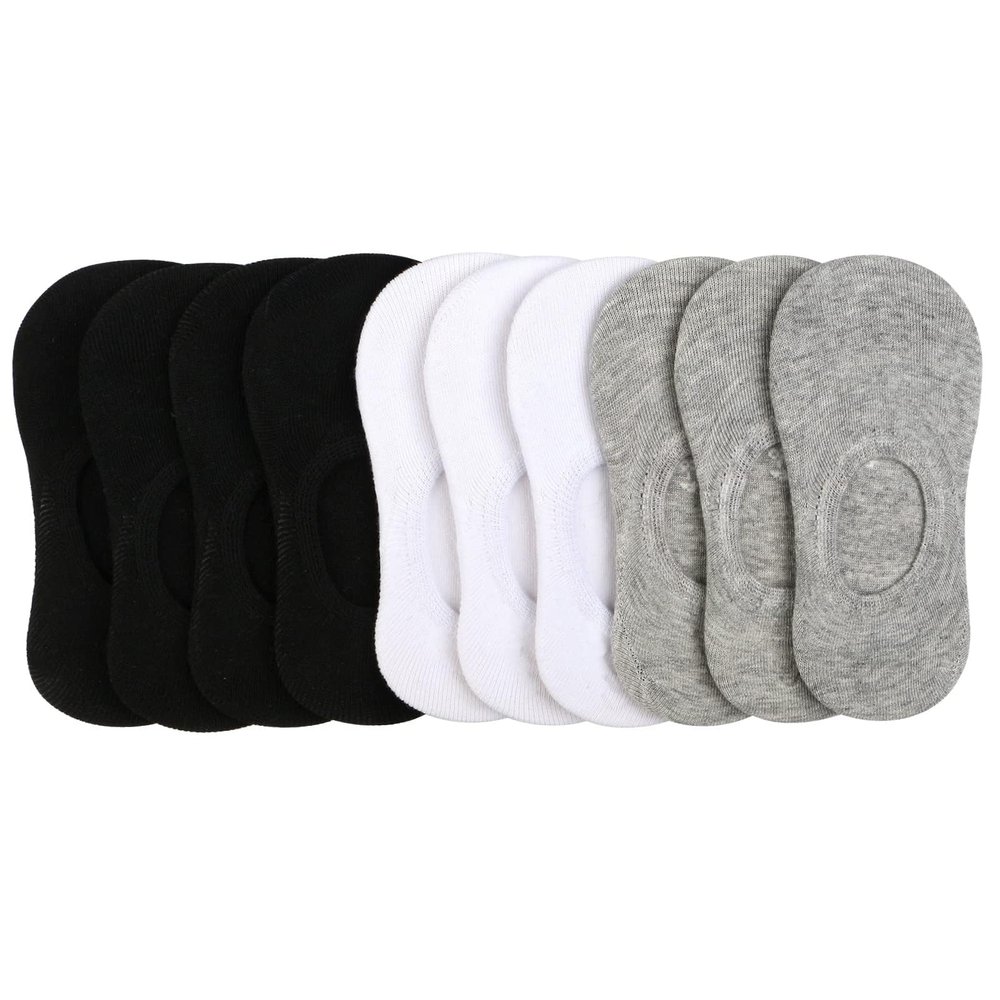 BOOPH 10 Pairs Girls Boys Socks Kids No Show Socks Toddlers Girl Anti-slip Ankle Low Cut Sock 5-6 Years White-Black-Gray