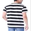 Funny World Mens Black and White Striped T Shirt Crewneck Short Sleeve Casual Tee L view 2