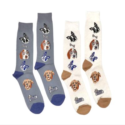 Bop Classy Mens Fun Novelty Crew Socks - 2 Pair Set (Dogs)