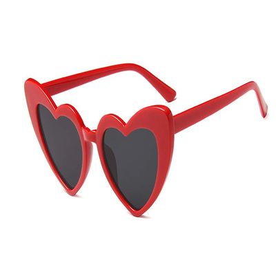 JUSLINK Heart Shaped Sunglasses for Women,Vintage Cat Eye Mod Style Retro Kurt Cobain Glasses (Red)