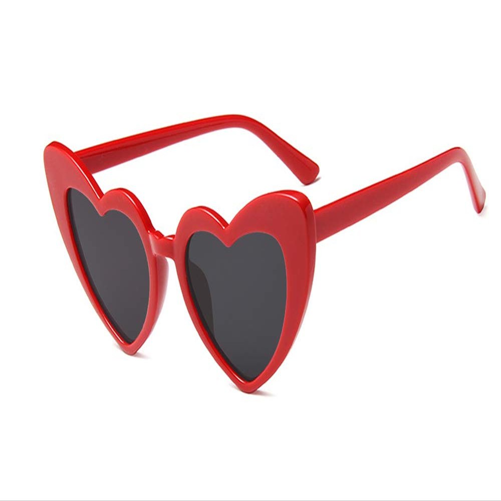JUSLINK Heart Shaped Sunglasses for Women,Vintage Cat Eye Mod Style Retro Kurt Cobain Glasses (Red)