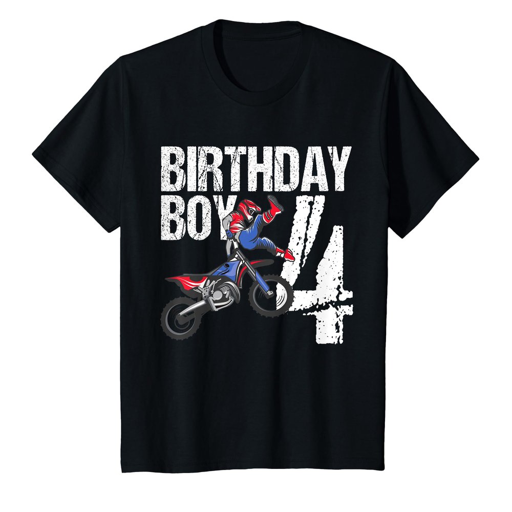 4 Year Old Dirt Bike Birthday Party Motocross MX 4th Gift T-Shirt