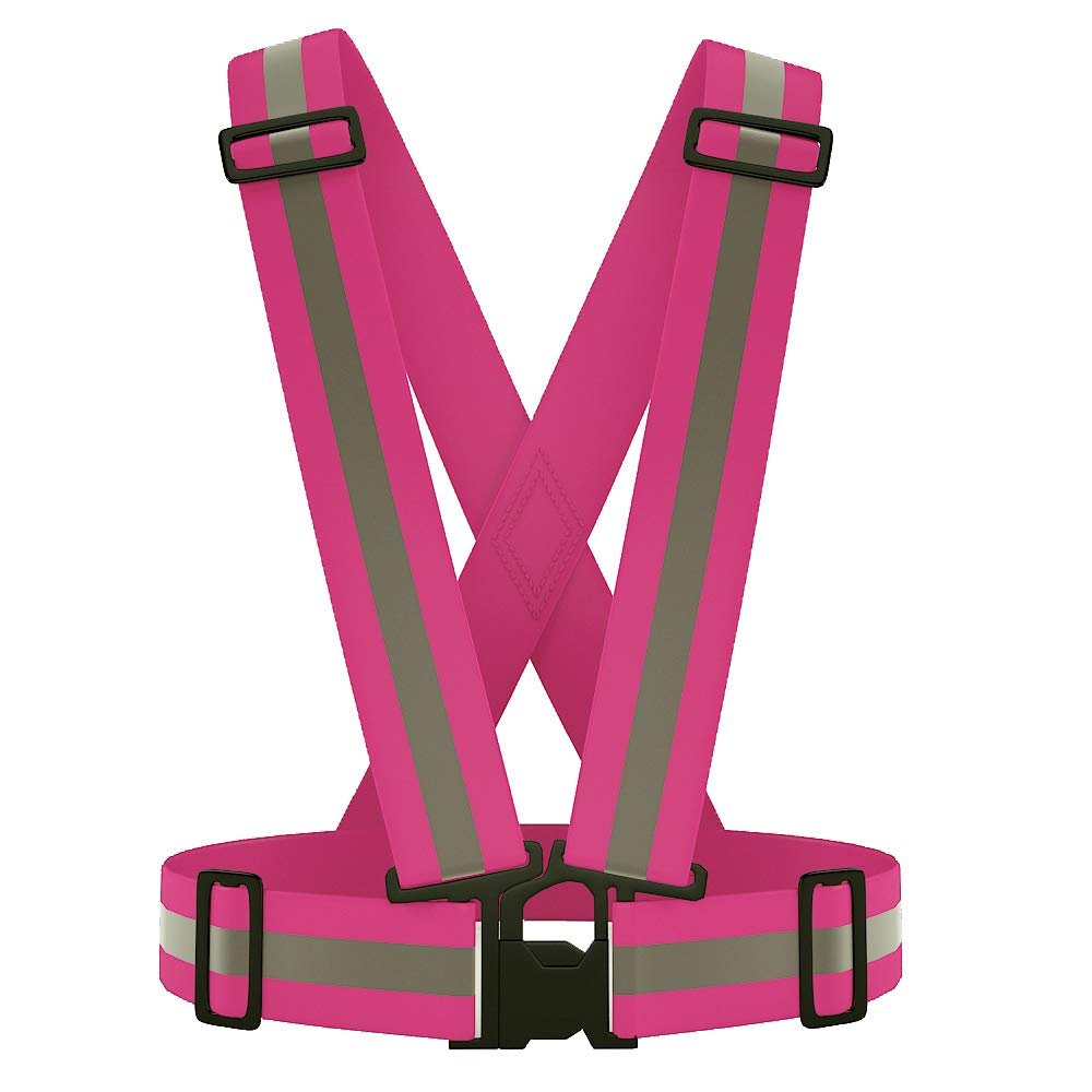 AYKRM Reflective Vest with Hi Vis Bands, Fully Adjustable & Multi-Purpose: Running, Cycling, Motorcycle Safety, Dog Walking - High Visibility (Pink, S-XL)