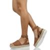 Soda Topic Open Toe Buckle Ankle Strap Espadrilles Flatform Wedge Casual Sandal (Tan, 10) view 2