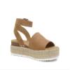 Soda Topic Open Toe Buckle Ankle Strap Espadrilles Flatform Wedge Casual Sandal (Tan, 10) view 3