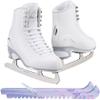 Jackson Ultima White Figure Ice Skates for Girls/Youth 11 (Kid's) Bundle with Guardog Berry Blend Swirlz Skate Guards view 1