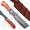 Tactical Combat Custom Made Damascus Steel Hunting Knife/Tracker Knife FBK-15316 (Orange & White Resin) view 1
