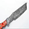 Tactical Combat Custom Made Damascus Steel Hunting Knife/Tracker Knife FBK-15316 (Orange & White Resin) view 2