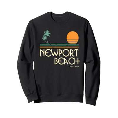 Vintage Newport Beach California Sunset Palm Trees Sweatshirt