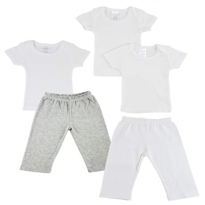 bambini Infant T-Shirts and Track Sweatpants - Medium Grey/White