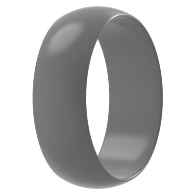 ThunderFit Silicone Wedding Ring for Men - Rubber Engagement Band - Width 8.0mm Thickness 2.0mm (Grey, 6-6.5 (16.90mm)