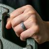 ThunderFit Silicone Wedding Ring for Men - Rubber Engagement Band - Width 8.0mm Thickness 2.0mm (Grey, 6-6.5 (16.90mm) view 2