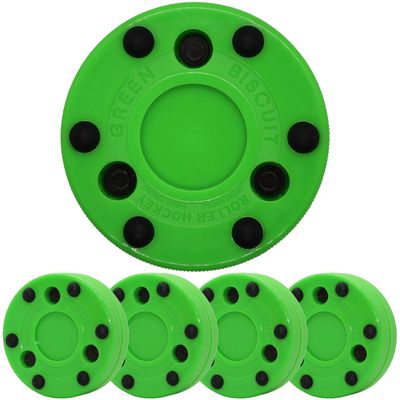 Green Biscuit Roller Hockey Puck 4 Pack Green, Smart Fast 2 Day Shipping