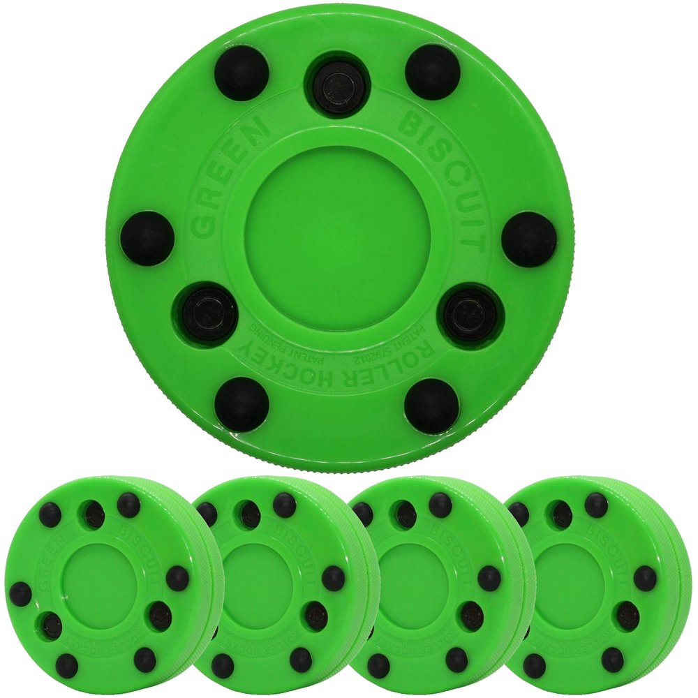 Green Biscuit Roller Hockey Puck 4 Pack Green, Smart Fast 2 Day Shipping