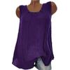 Wokasun.JJ Womens Cotton Linen Blouse,Ladies Sleeveless Baggy T-Shirt Vest Summer Fashion Plus Size Tee Blouse Tank Tops(Purple,L) view 2