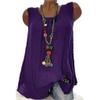 Wokasun.JJ Womens Cotton Linen Blouse,Ladies Sleeveless Baggy T-Shirt Vest Summer Fashion Plus Size Tee Blouse Tank Tops(Purple,L) view 3
