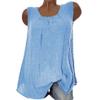 Wokasun.JJ Womens Cotton Linen Blouse,Ladies Sleeveless Baggy T-Shirt Vest Summer Fashion Plus Size Tee Blouse Tank Tops(Light Blue,L) view 2