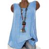 Wokasun.JJ Womens Cotton Linen Blouse,Ladies Sleeveless Baggy T-Shirt Vest Summer Fashion Plus Size Tee Blouse Tank Tops(Light Blue,L) view 3