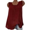 Wokasun.JJ Womens Cotton Linen Blouse,Ladies Sleeveless Baggy T-Shirt Vest Summer Fashion Plus Size Tee Blouse Tank Tops(Wine,L) view 2