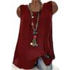 Wokasun.JJ Womens Cotton Linen Blouse,Ladies Sleeveless Baggy T-Shirt Vest Summer Fashion Plus Size Tee Blouse Tank Tops(Wine,L) view 3