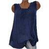 Wokasun.JJ Womens Cotton Linen Blouse,Ladies Sleeveless Baggy T-Shirt Vest Summer Fashion Plus Size Tee Blouse Tank Tops(Blue,L) view 2