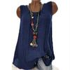 Wokasun.JJ Womens Cotton Linen Blouse,Ladies Sleeveless Baggy T-Shirt Vest Summer Fashion Plus Size Tee Blouse Tank Tops(Blue,L) view 3
