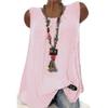 Wokasun.JJ Womens Cotton Linen Blouse,Ladies Sleeveless Baggy T-Shirt Vest Summer Fashion Plus Size Tee Blouse Tank Tops(Pink,L) view 3