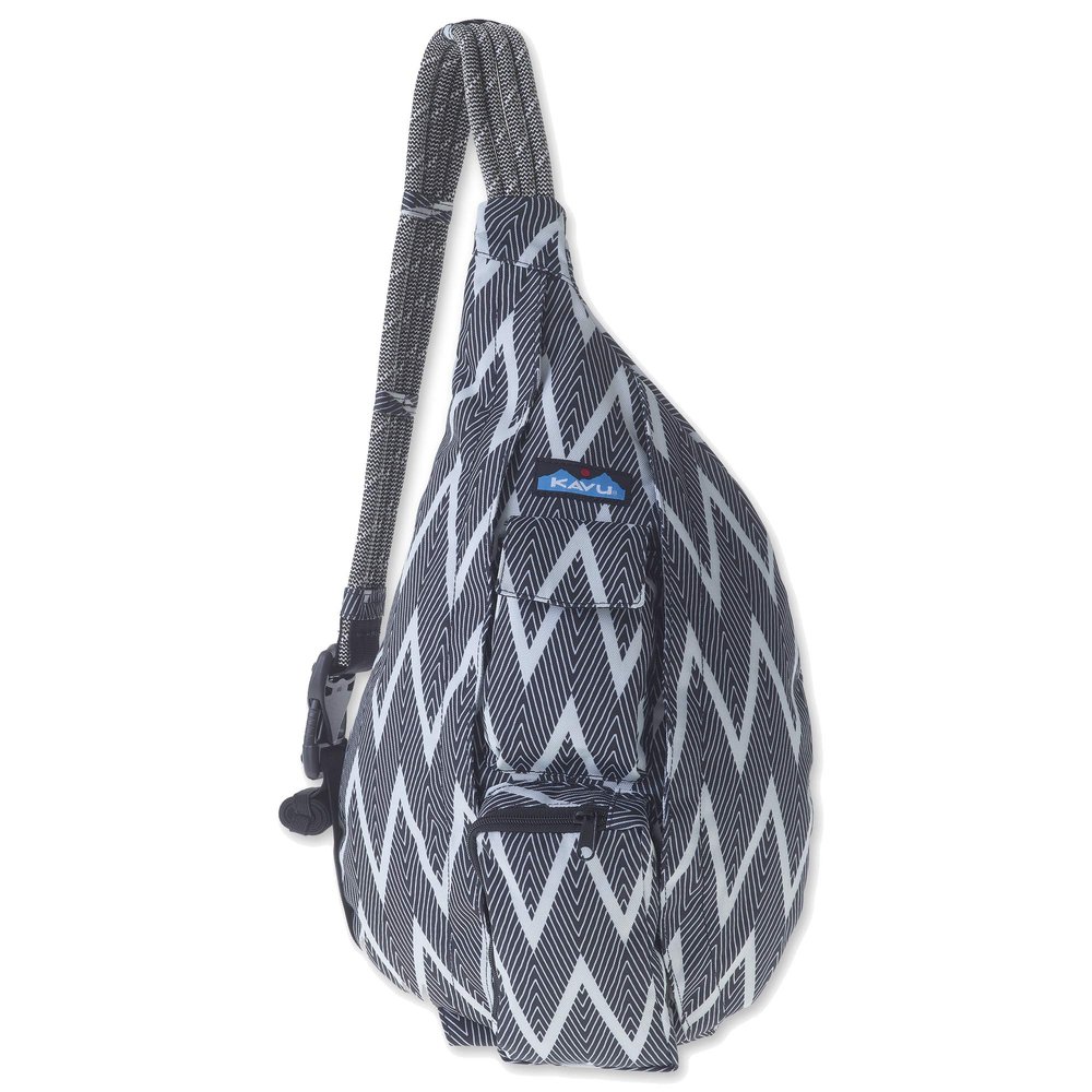 KAVU Original Rope Sling Pack with Adjustable Rope Shoulder Strap, Black Zig Zag