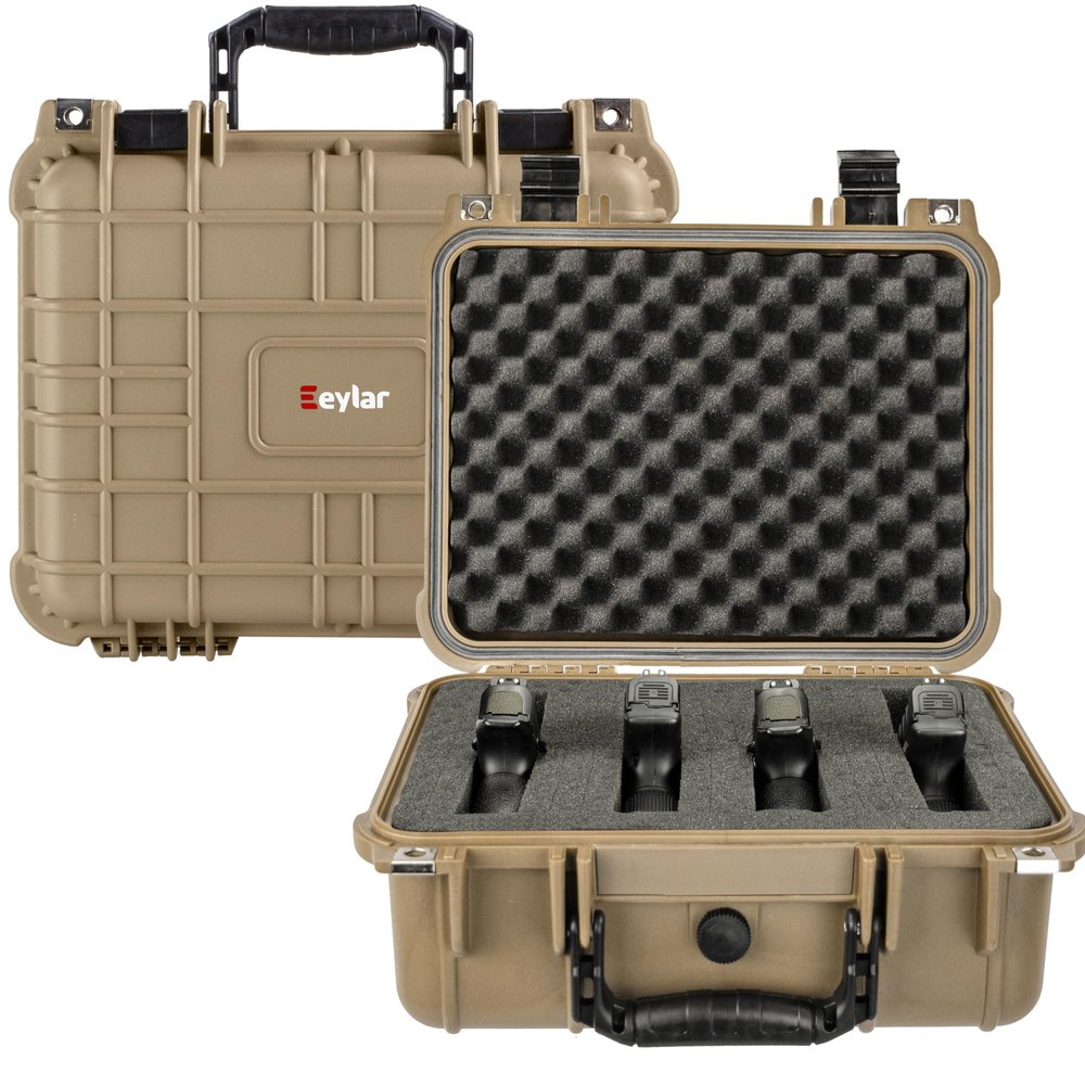 Eylar Hard Gun Case Water & Shock Proof With Foam TSA Approved 13.37 Inch 11.62 Inch 6 Inch (Tan)