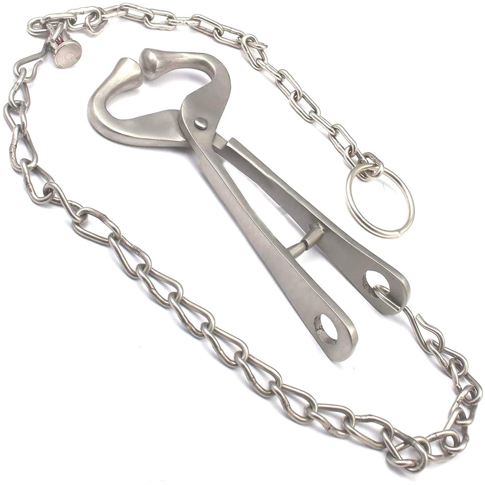 AAProTools New German Grade 7.5" Bull Cow Nose Lead with 13" Chain Show Cattle Steel Farm Ranch Veterinary