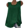 Wokasun.JJ Womens Cotton Linen Blouse,Ladies Sleeveless Baggy T-Shirt Vest Summer Fashion Plus Size Tee Blouse Tank Tops(Green,L) view 2