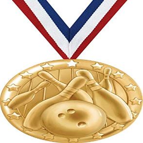 Crown Awards Bowling Medal, 2" Shiny Gold Bowling Pins Medals for Kids with Free Custom Engraving 100 Pack