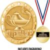 Crown Awards Attendance Medal, 2" Shiny Gold Perfect Attendance Medals for Kids with Free Custom Engraving 50 Pack view 2