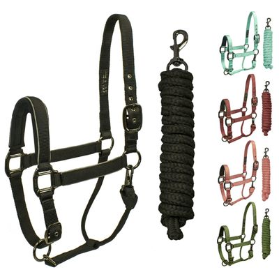 Derby Originals Desert Rose Collection Blackout Reflective Safety Stable Horse Halters with Matching Lead Ropes