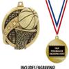Crown Awards Custom Basketball Medals, 2" Basketball Medal with Free Neck Ribbon and 4 Lines of Engraving Included 10 Pack Prime view 2