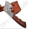 FB LEATHER CRAFTS Tactical Combat Custom Made Damascus Steel Hunting Axe/Throwing Hatchets Smart Axe FBA-0007 and 0008 (Natural Rose Wood) view 4