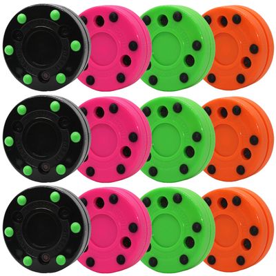 Green Biscuit Roller Hockey Puck 12 Pack Multi Color