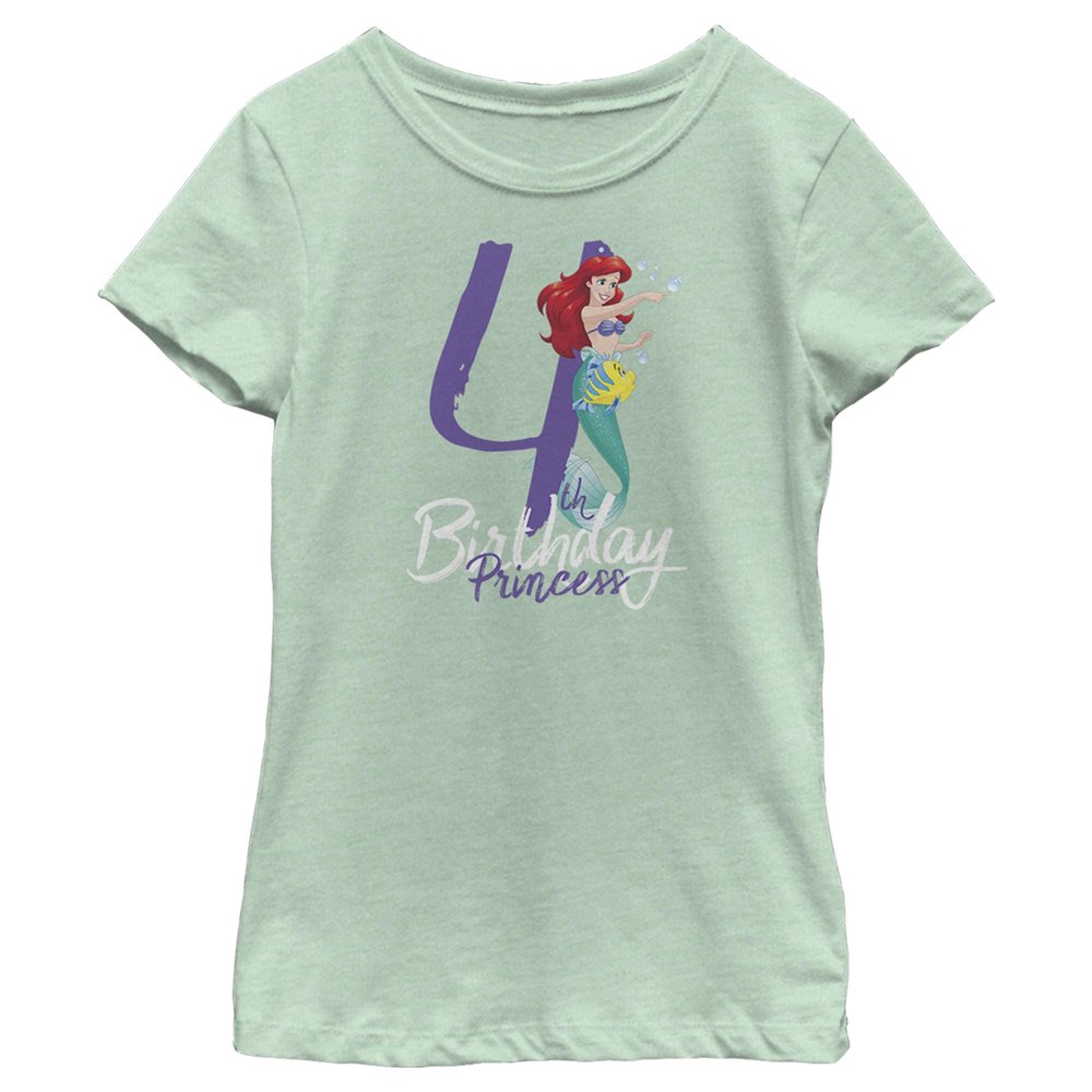Fifth Sun Disney Princesses Birthday Mermaid Four Girls Short Sleeve Tee Shirt, Mint, X-Large