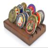 DisplayGifts Challenge Coin Display Stand Wooden Holder Rack Case Holds 12 Military Coins (Walnut Finish) view 1