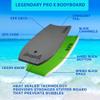 Bodyboard for Beach with Hard Slick Bottom, Boogie Boards for Kids & Adults, Legendary Pro X Heat Sealed with EPS Core, Leash (37'', Dark Gray/ Green) view 3