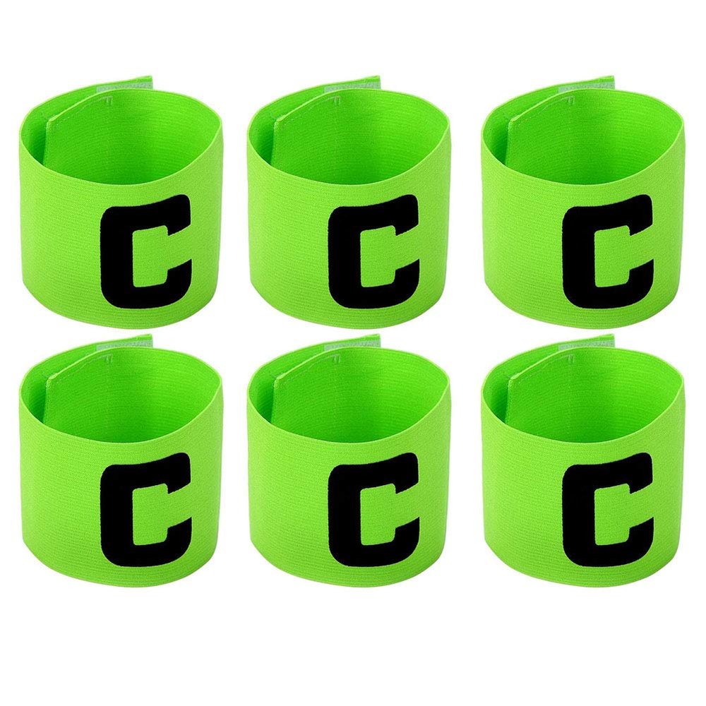 Onwon 6 Pieces Elastic Soccer Captain Armband Adjustable Football Basketball Player Bands for Adult Youth (Green)