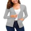 EXCHIC Women's Lightweight Long Sleeve Cardigan Sweaters Classic Button Open Front Knit Sweater with Pockets(Light Grey, Small) view 2