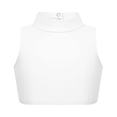 easyforever Kids Girls Sleeveless Criss Cross Back Mock Neck Crop Top Dance Sports Bra Dancewear Ivory 8