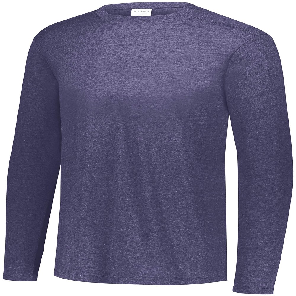 Augusta Sportswear Tri-Blend Long Sleeve Crew, Navy Heather, 3XL