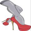 EW Designs Sexy Legs in Red Gold Siletto Pump Heels Cartoon Vinyl Decal Bumper Sticker (8" Tall) view 1